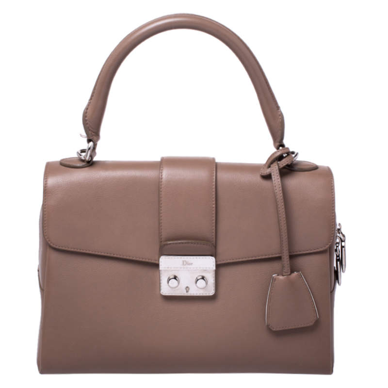 Pre Owned Dior Nude Leather New Lock Top Handle Bag