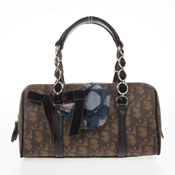 Pre Owned حقيبة ديور تروتر رومنتيك كانفاس مقوى ديوريسيمو بنية