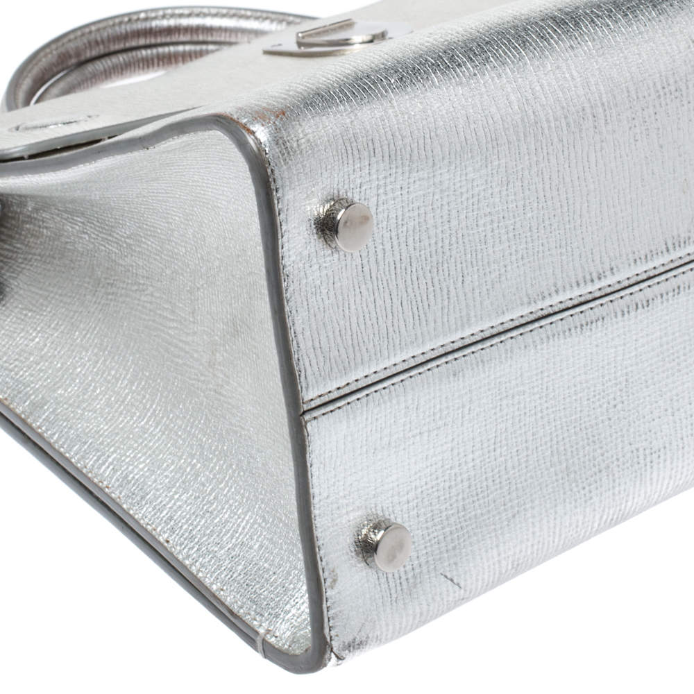 Dior Metallic Silver Crinkled Leather Medium Diorever Bag at 1stDibs