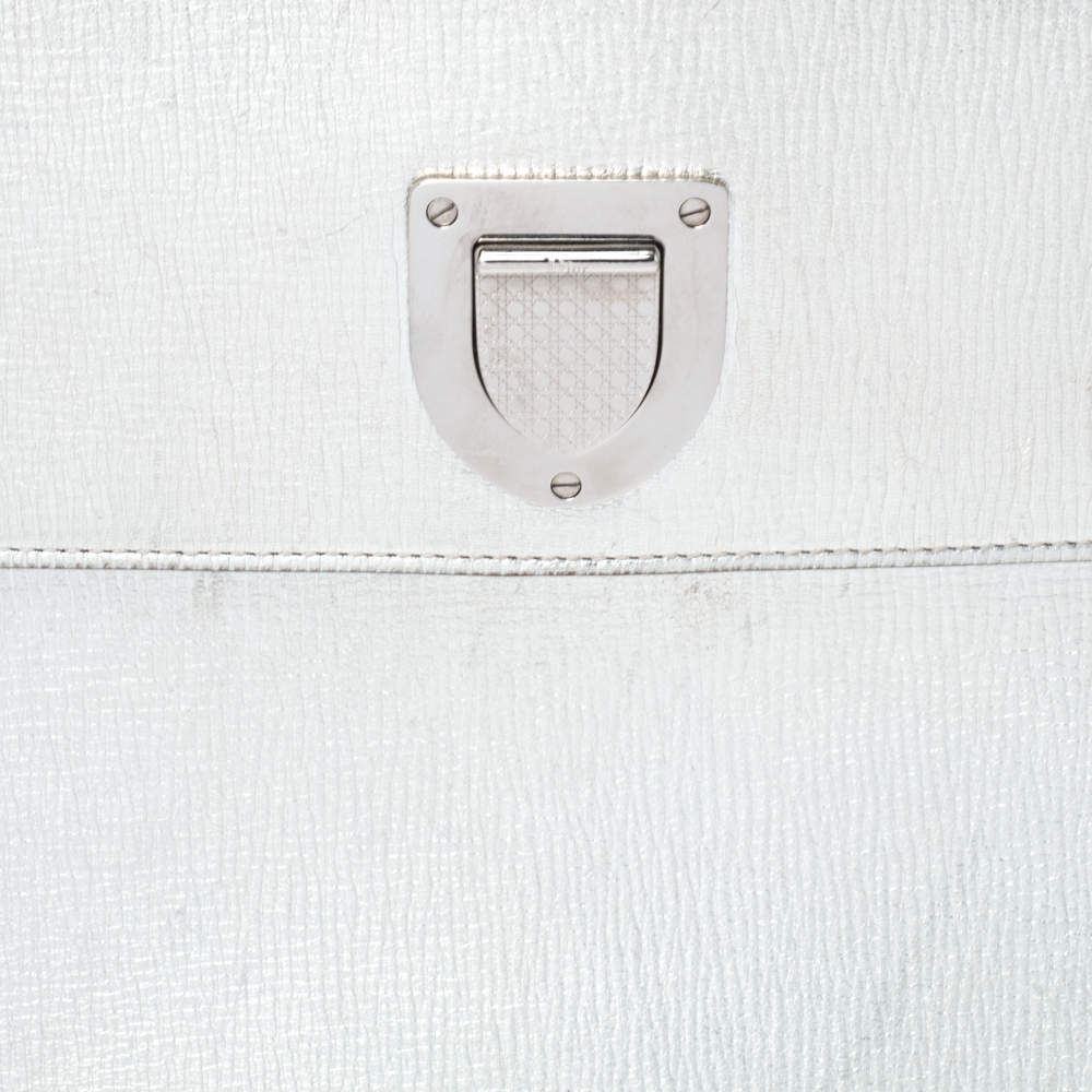 Dior Metallic Silver Crinkled Leather Medium Diorever Bag at 1stDibs