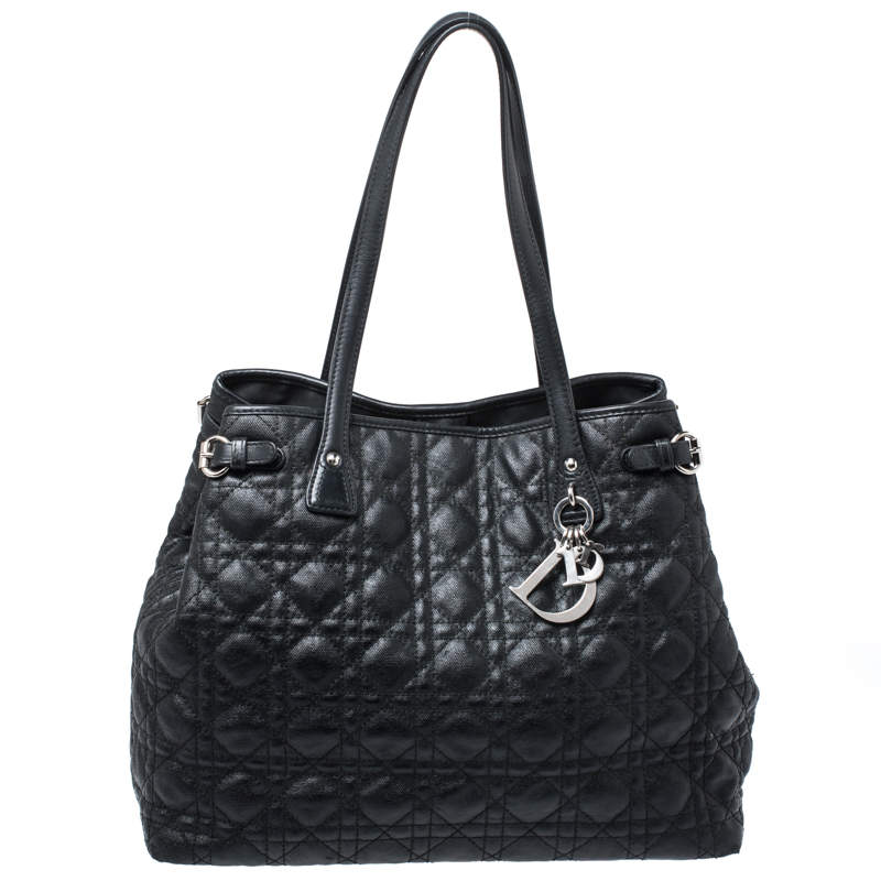 Dior Black Cannage Quilted Coated Canvas Medium Panarea Tote Dior | TLC
