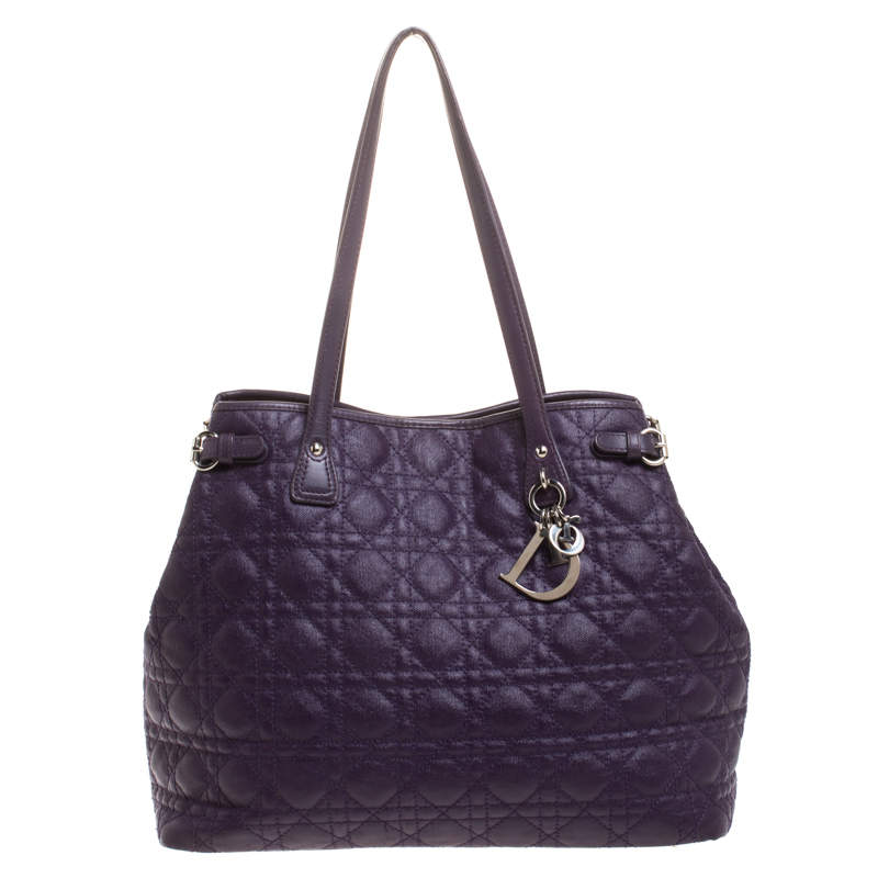 Pre Owned Dior Purple Coated Canvas Medium Panarea Tote