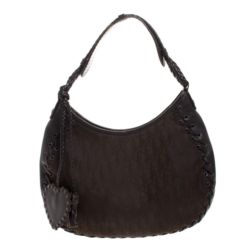 Pre Owned Dior Dark Brown Diorissimo Nylon Hobo