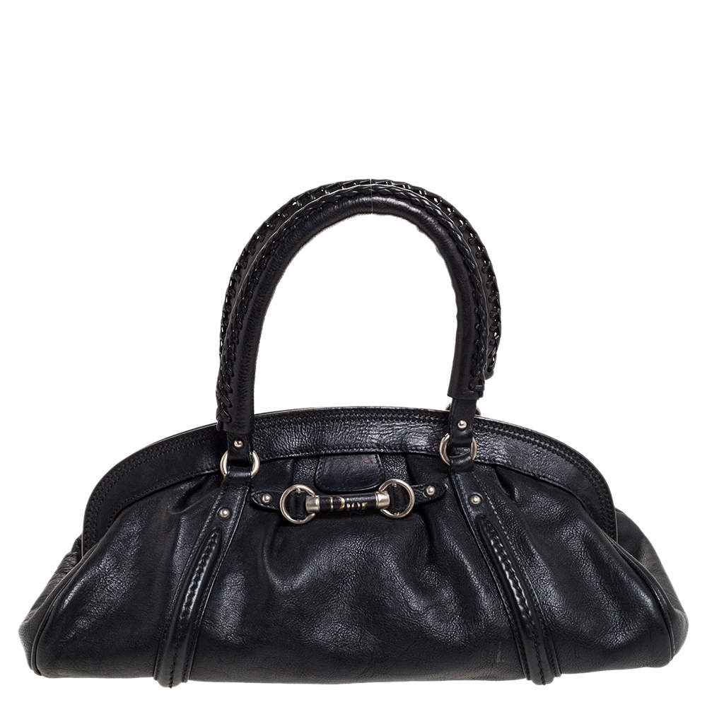 Pre Owned Dior Black Leather Small My Dior Frame Satchel 
