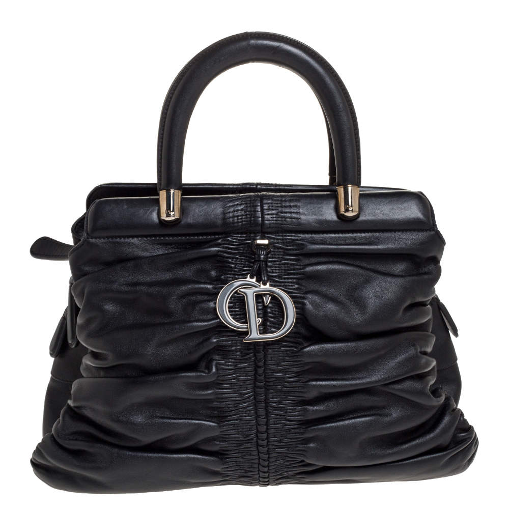 Dior Black Leather Karenina Hermitage Satchel Dior | The Luxury Closet