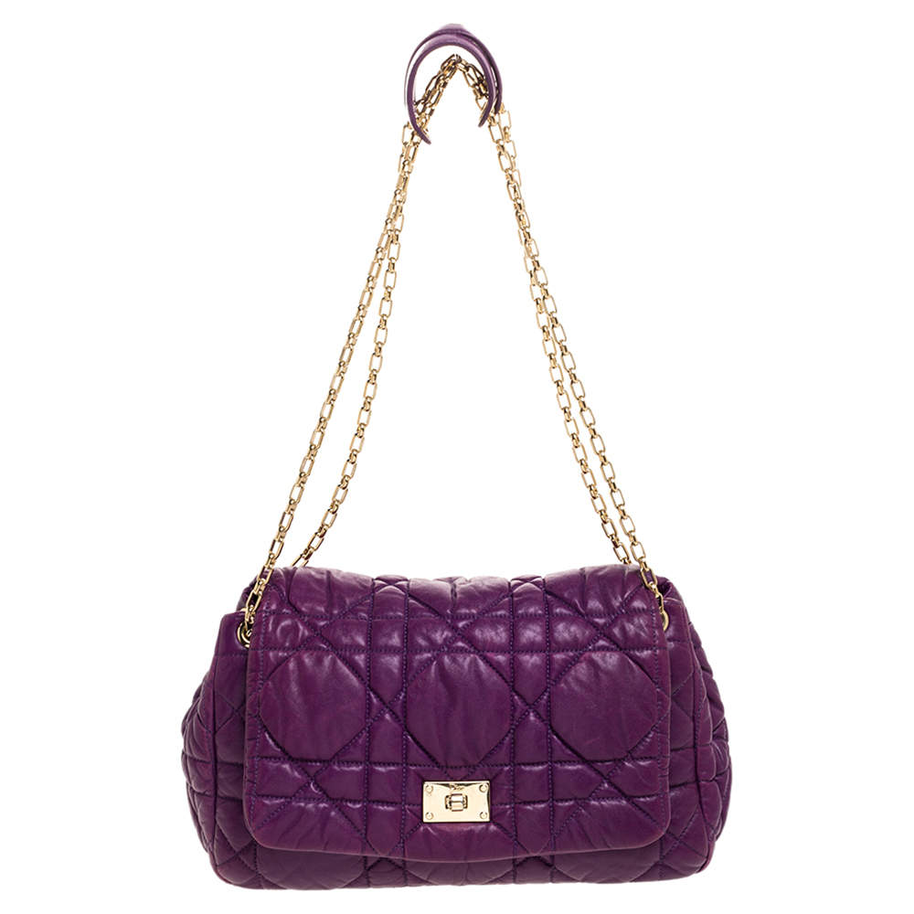 Dior Purple Cannage Leather Chain Flap Shoulder Bag Dior | TLC