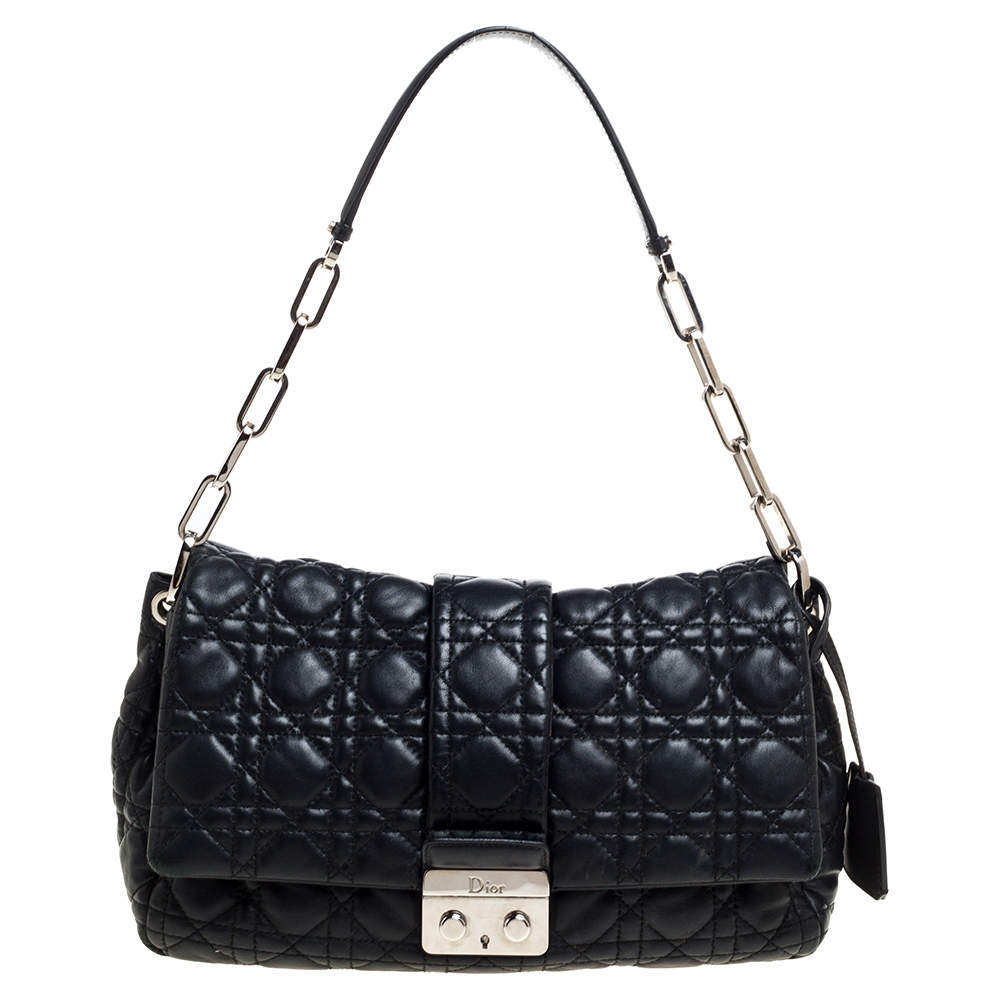 Pre Owned حقيبة ديور قفل قلاب نيو جلد كاناج سوداء