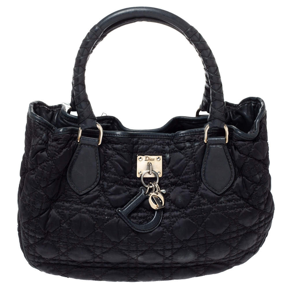 Dior Black Cannage Satin Charming Shoulder Bag