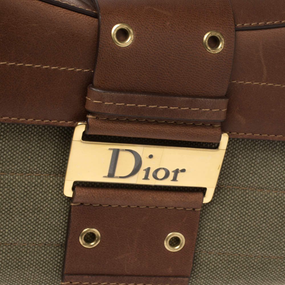 Dior Brown/Olive Green Canvas and Leather Street Chic Columbus Avenue  Shoulder Bag Dior