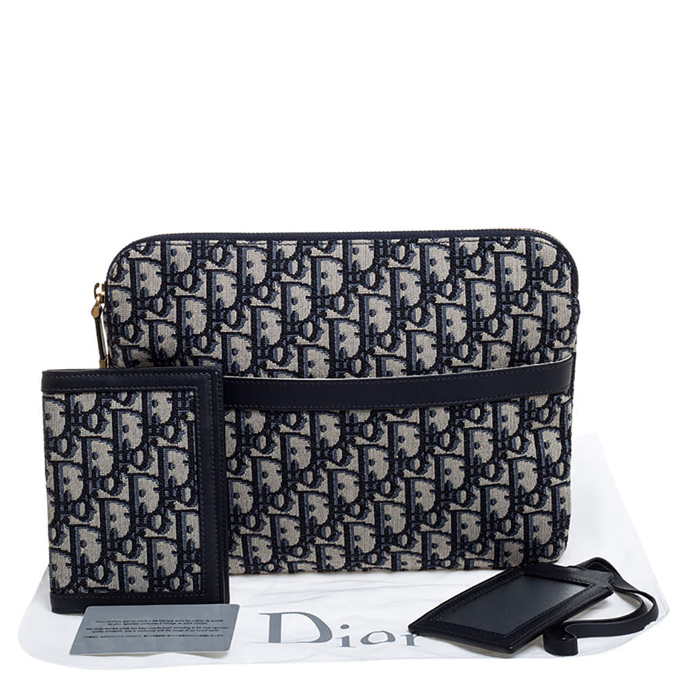 Dior oblique travel outlet kit in blue canvas