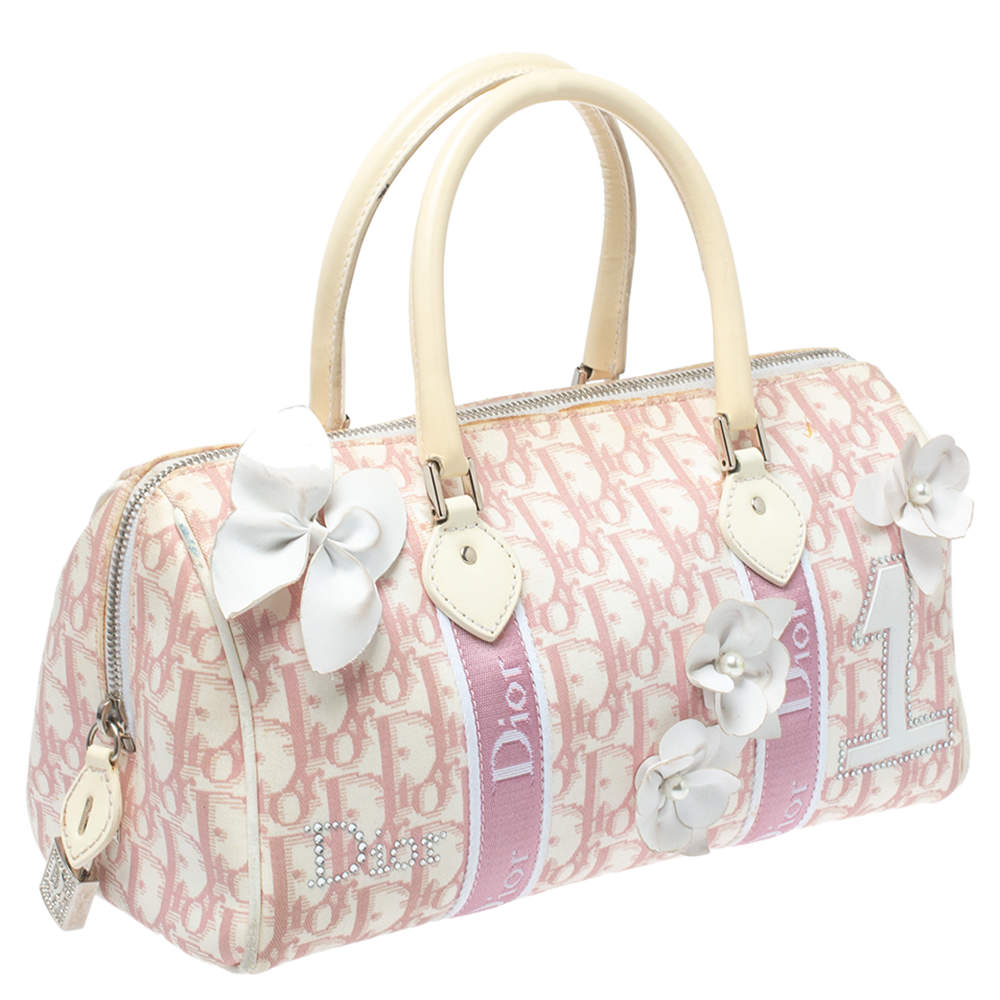 $800 Christian Dior Romantique Girly Pink Boston Tote Bag Purse