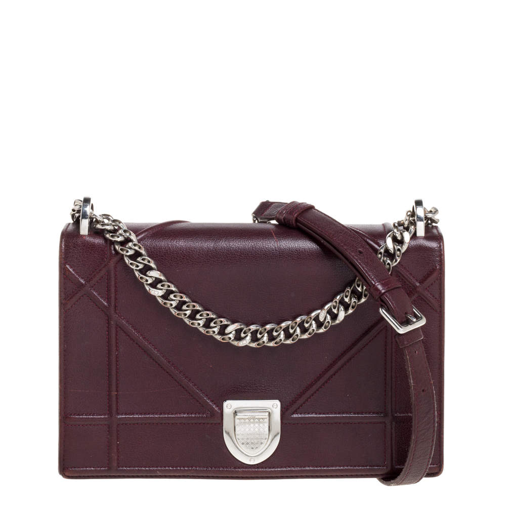 Dior Burgundy Leather Medium Diorama Flap Shoulder Bag Dior TLC UAE
