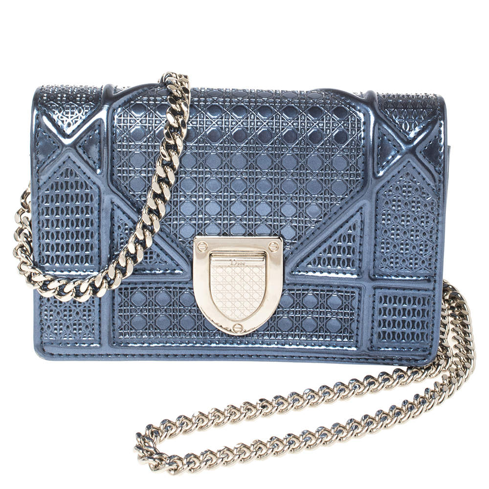 Dior Blue Micro Cannage Patent Leather Baby Diorama Crossbody Bag Dior ...