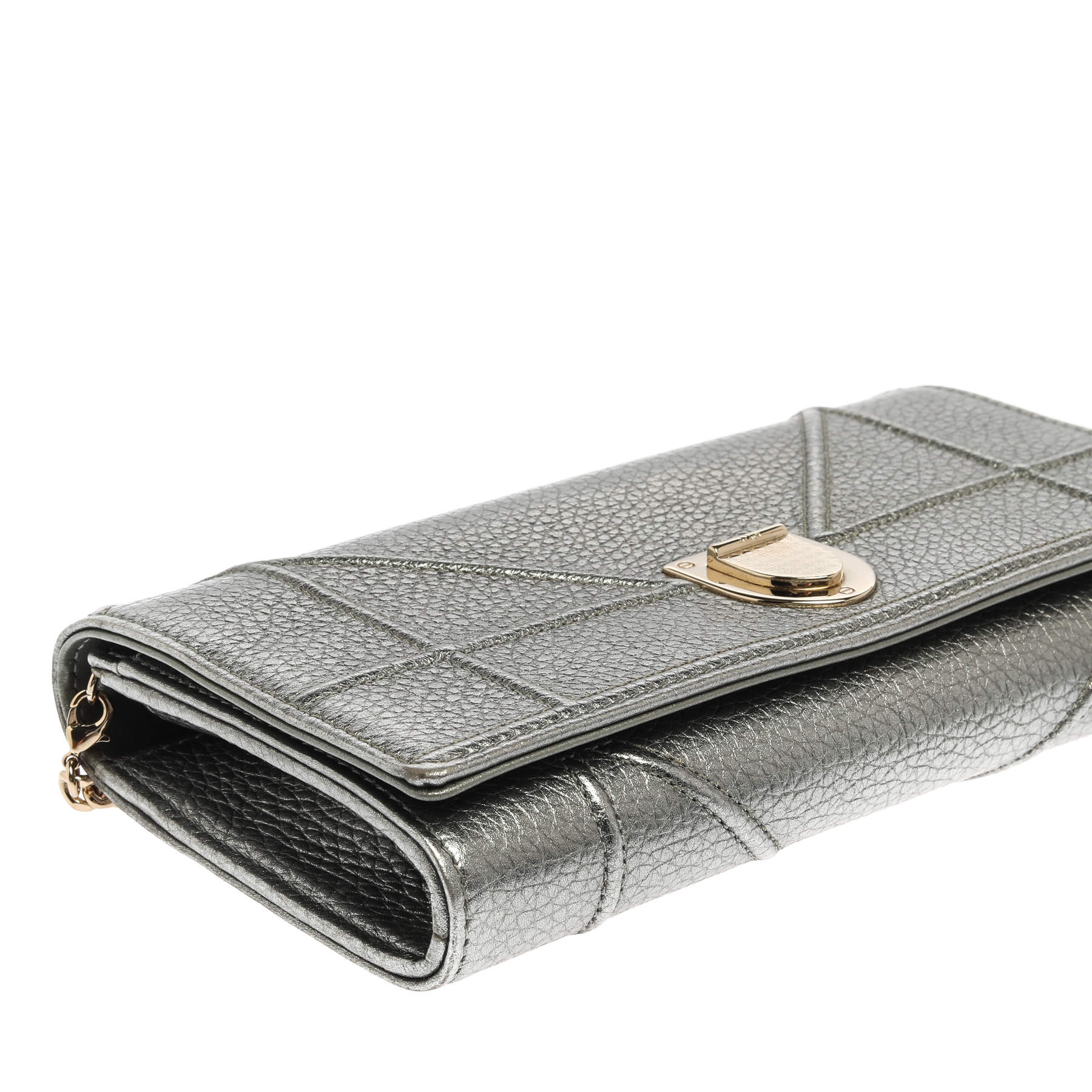 Dior Metallic Silver Leather Diorama Wallet On Chain Dior TLC