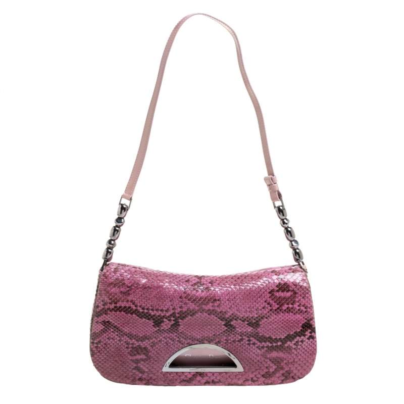 Dior Pink Python Malice Shoulder Bag