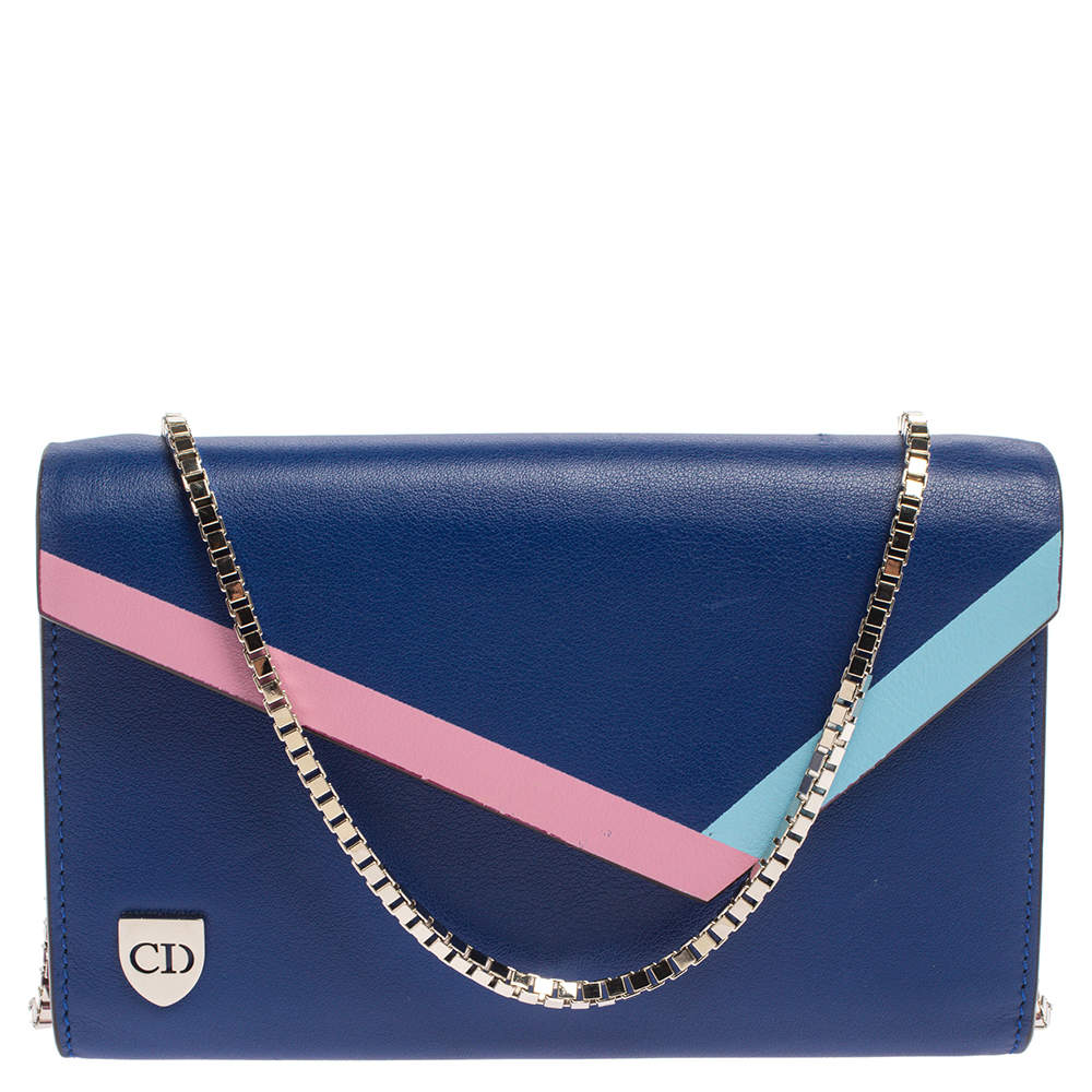 Dior Electric Blue Leather Explore Chain Telephone Pouch 