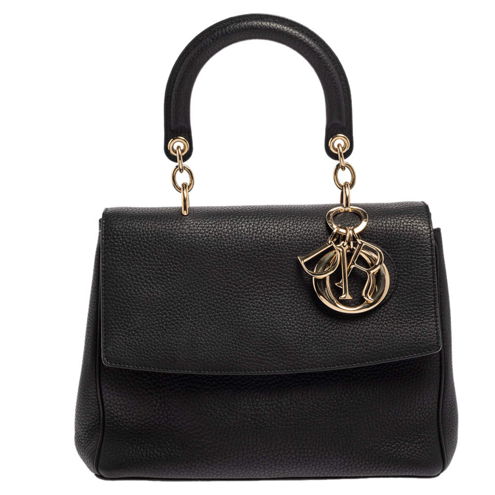 Pre Owned Dior Black Leather Small Be Dior Flap Top Handle Bag