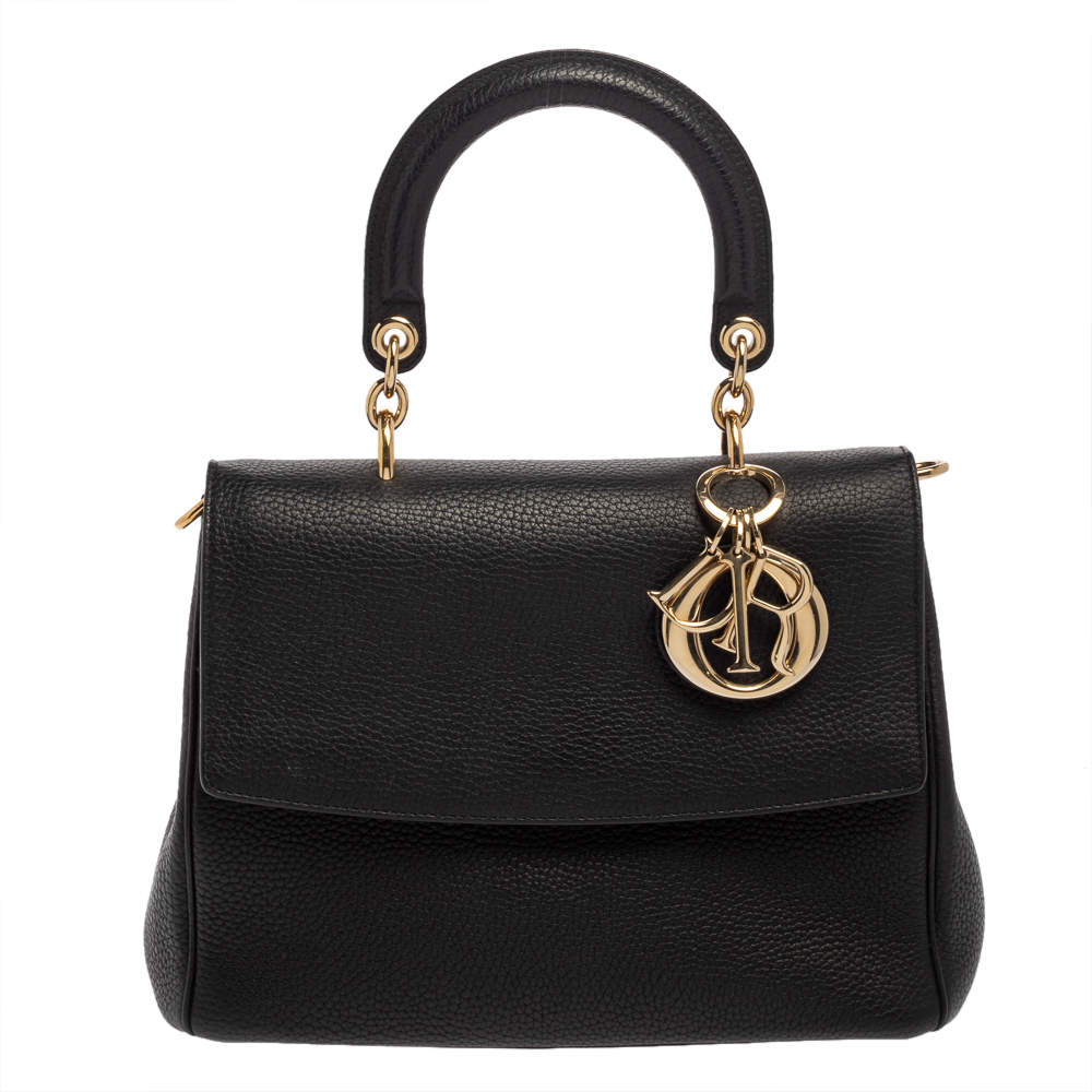 Pre Owned Dior Black Leather Small Be Dior Flap Top Handle Bag