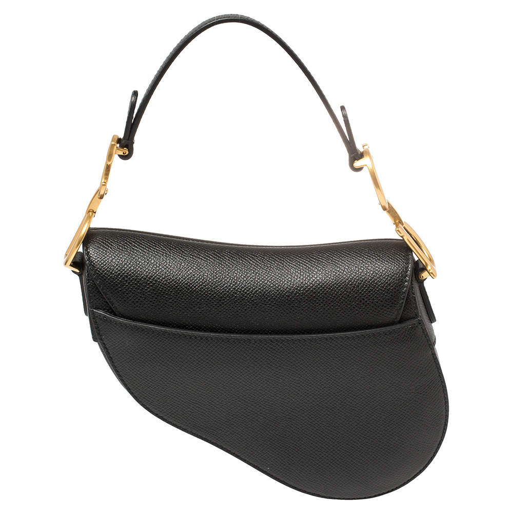 Christian Dior Blue Grained Leather Mini Saddle Bag - Yoogi's Closet