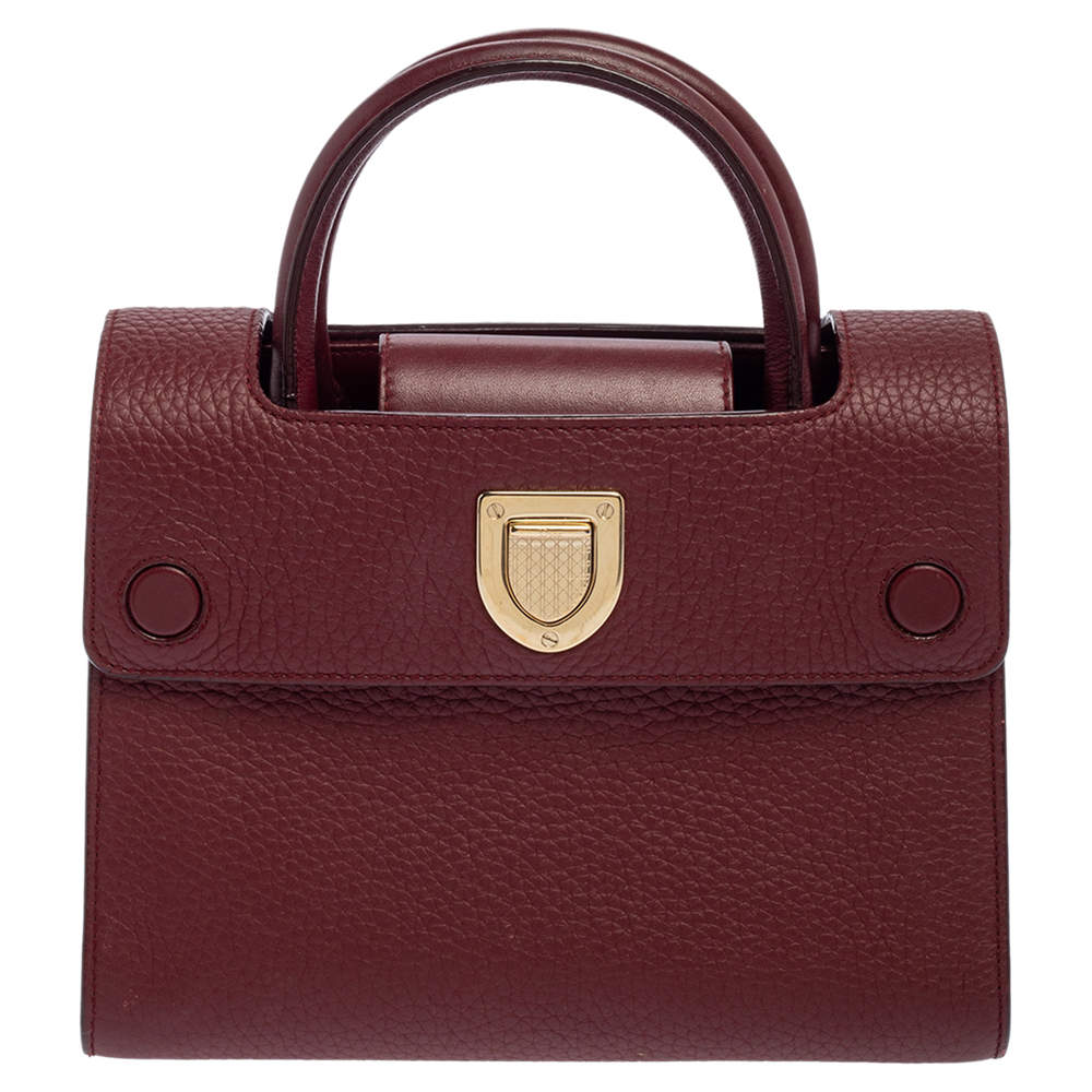 Pre Owned Dior Burgundy Leather Diorever Top Handle Bag