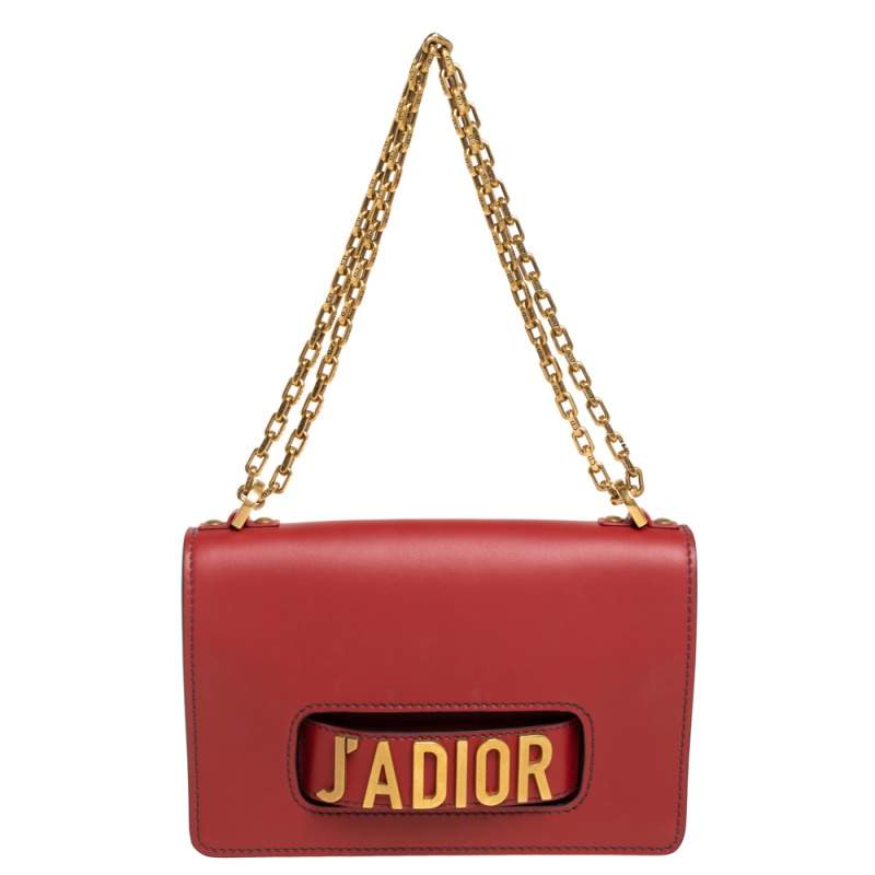 Pre Owned Dior Maroon Leather J’adior Flap Shoulder Bag                