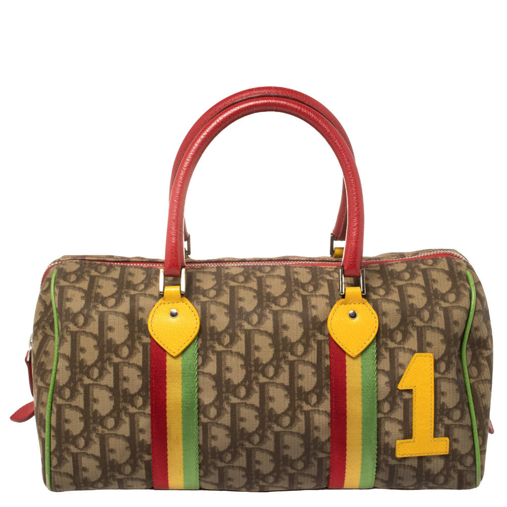 مملوكة مسبقًا Dior Multicolor Oblique Coated Canvas and Leather Rasta Boston Bag