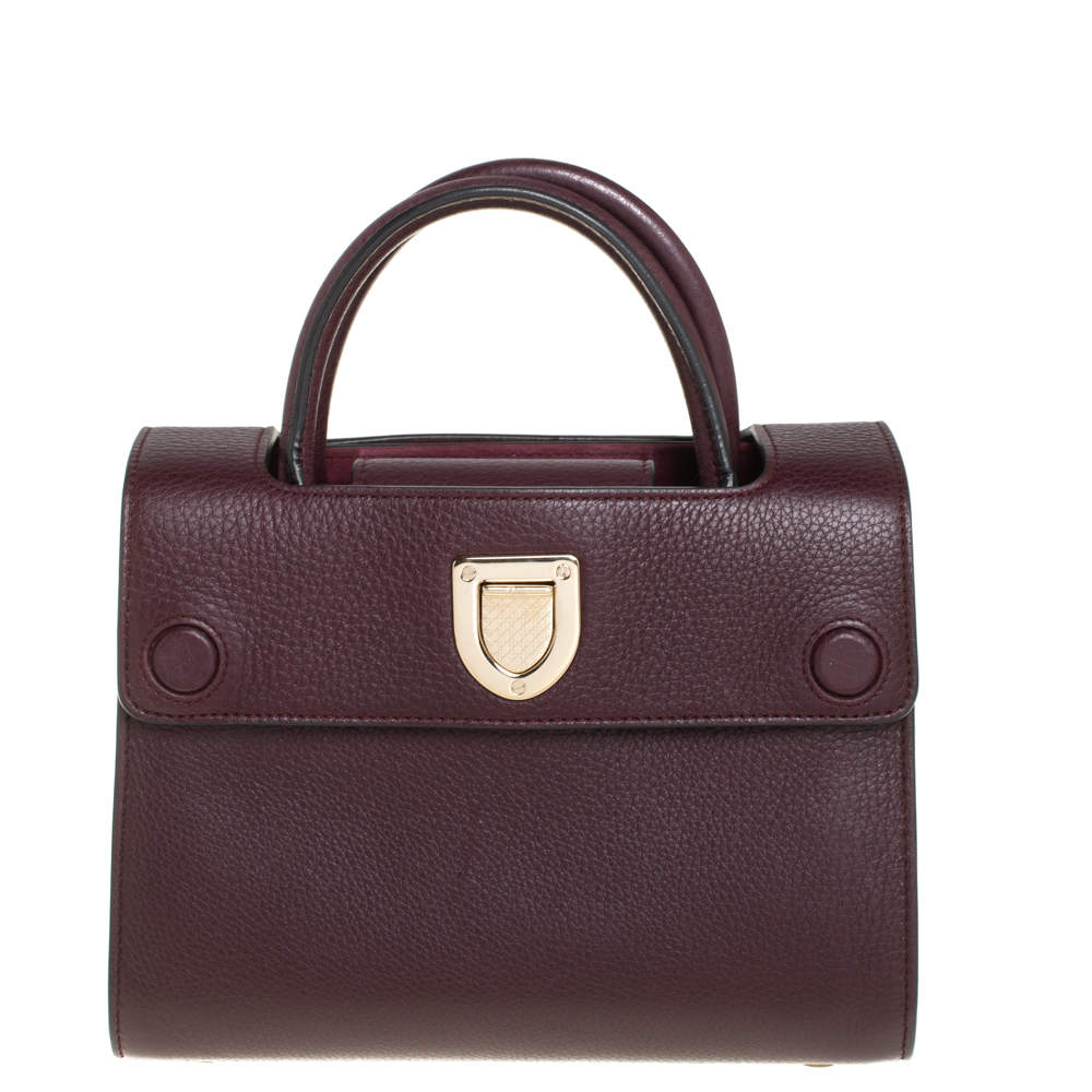 Pre Owned Dior Burgundy Pebbled Leather Mini Diorever Tote