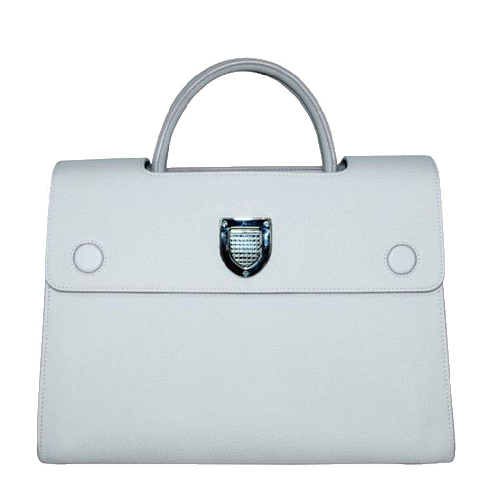 Pre Owned Dior White Leather Diorever Medium Top Handle Bag 