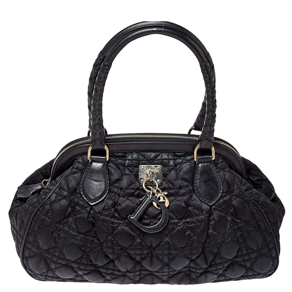 مملوكة مسبقًا Dior Black Cannage Nylon and Leather Charming Doctor Bag