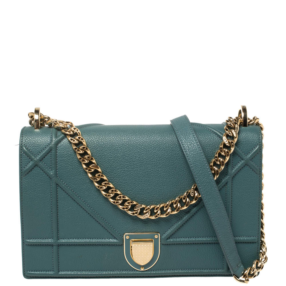 Dior Blue Leather Medium Diorama Flap Shoulder Bag