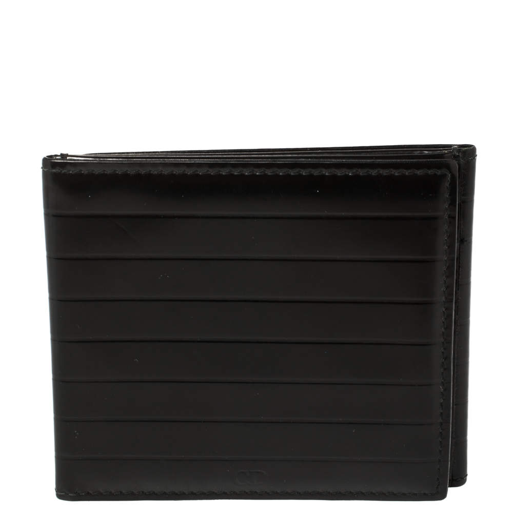 Dior Black Leather Trifold Compact Wallet