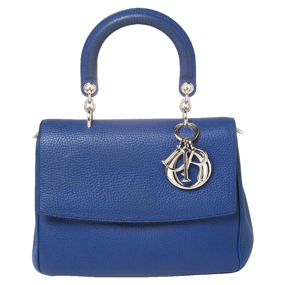 Pre Owned Dior Blue Leather Small Be Dior Flap Top Handle Bag