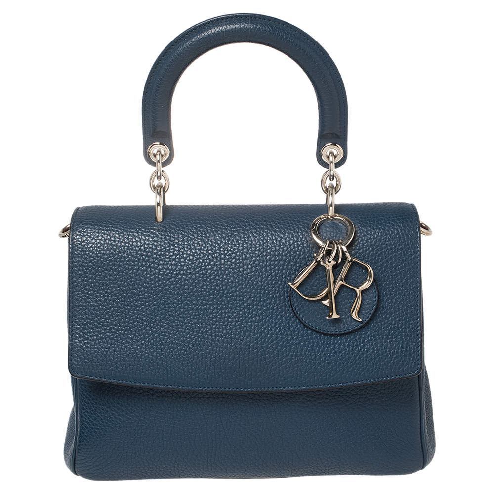 Pre Owned Dior Blue Leather Small Be Dior Flap Top Handle Bag