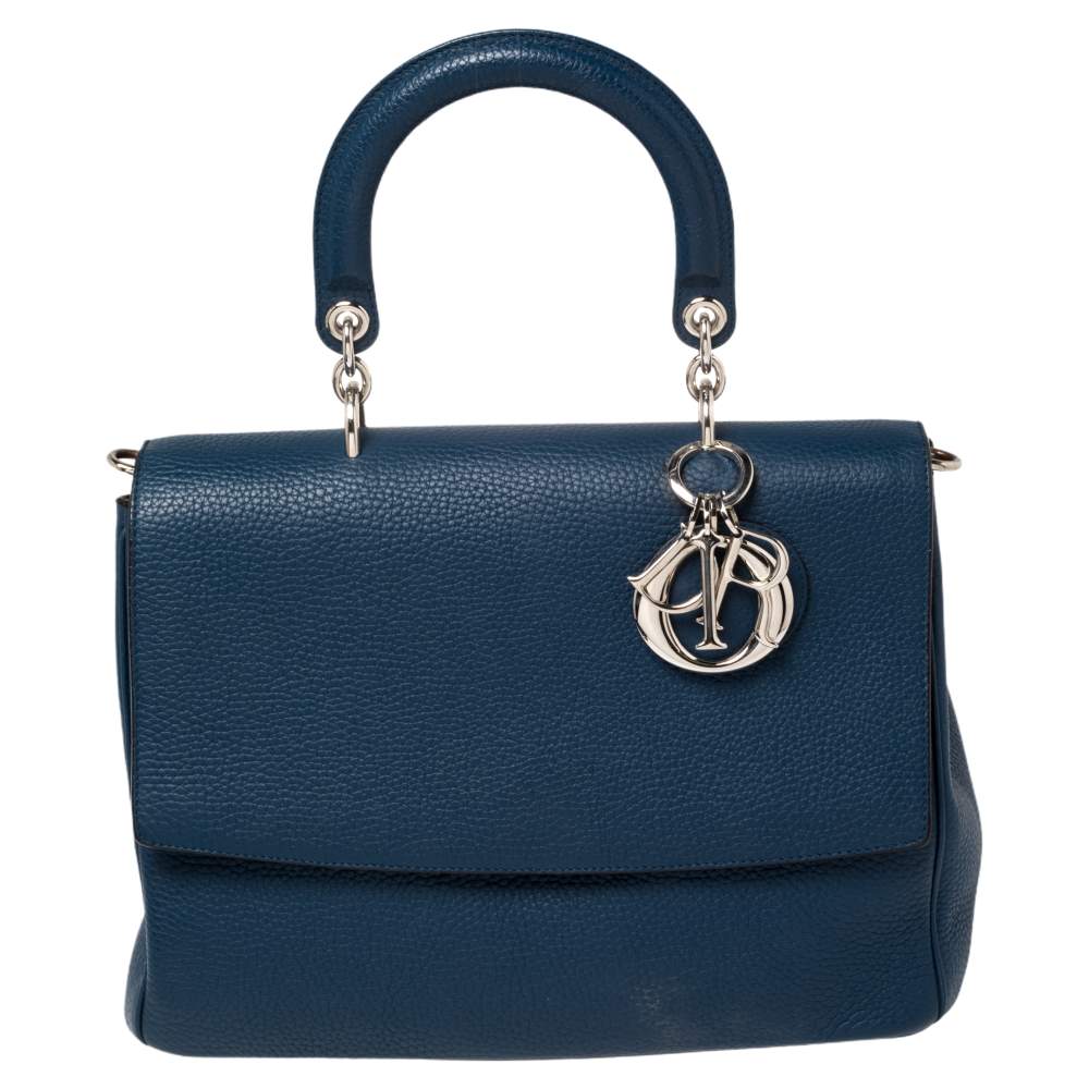 مملوكة مسبقًا Dior Blue Leather Large Be Dior Flap Top Handle Bag