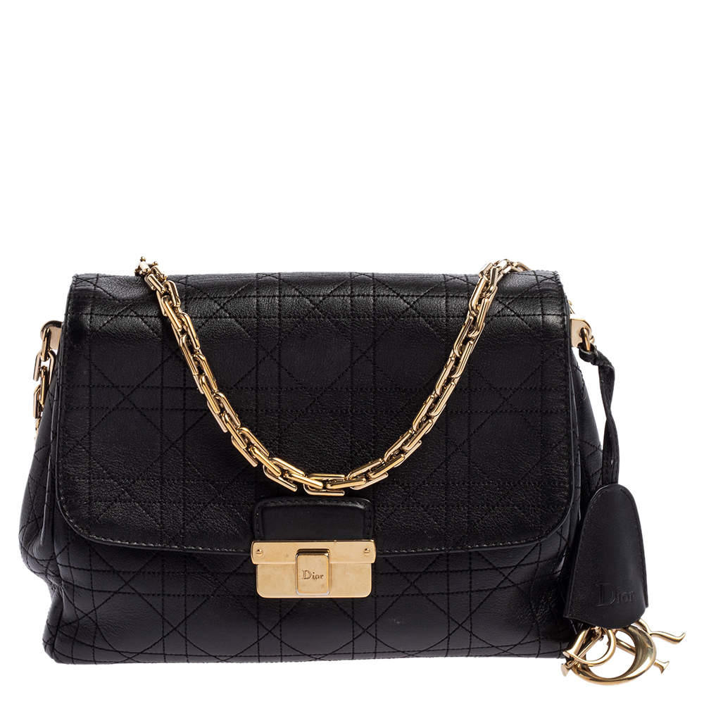 Dior Black Cannage Leather Diorling Shoulder Bag