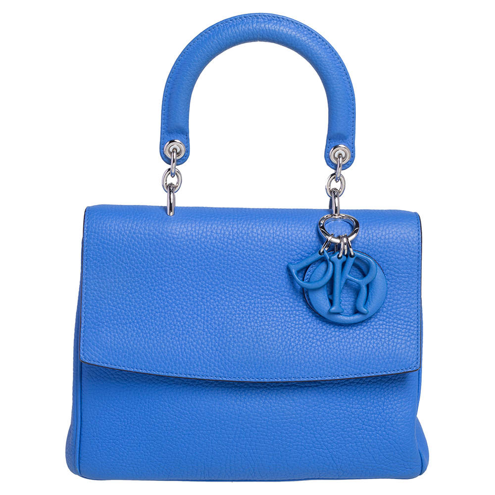 Dior Blue Leather Small Be Dior Flap Top Handle Bag