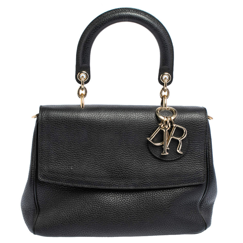 Pre Owned Dior Black Leather Small Be Dior Flap Top Handle Bag