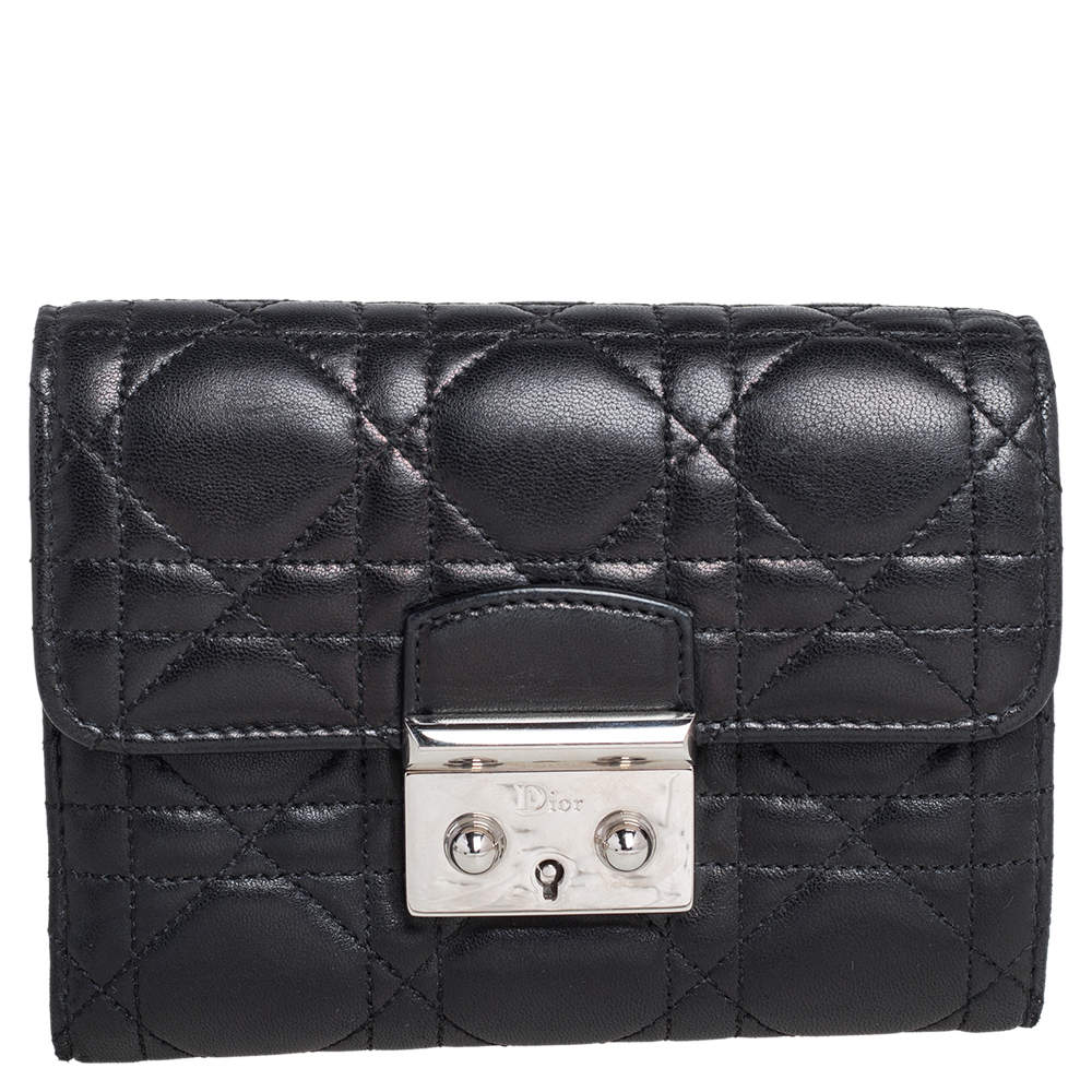 Dior Black Cannage Leather Miss Dior Wallet 