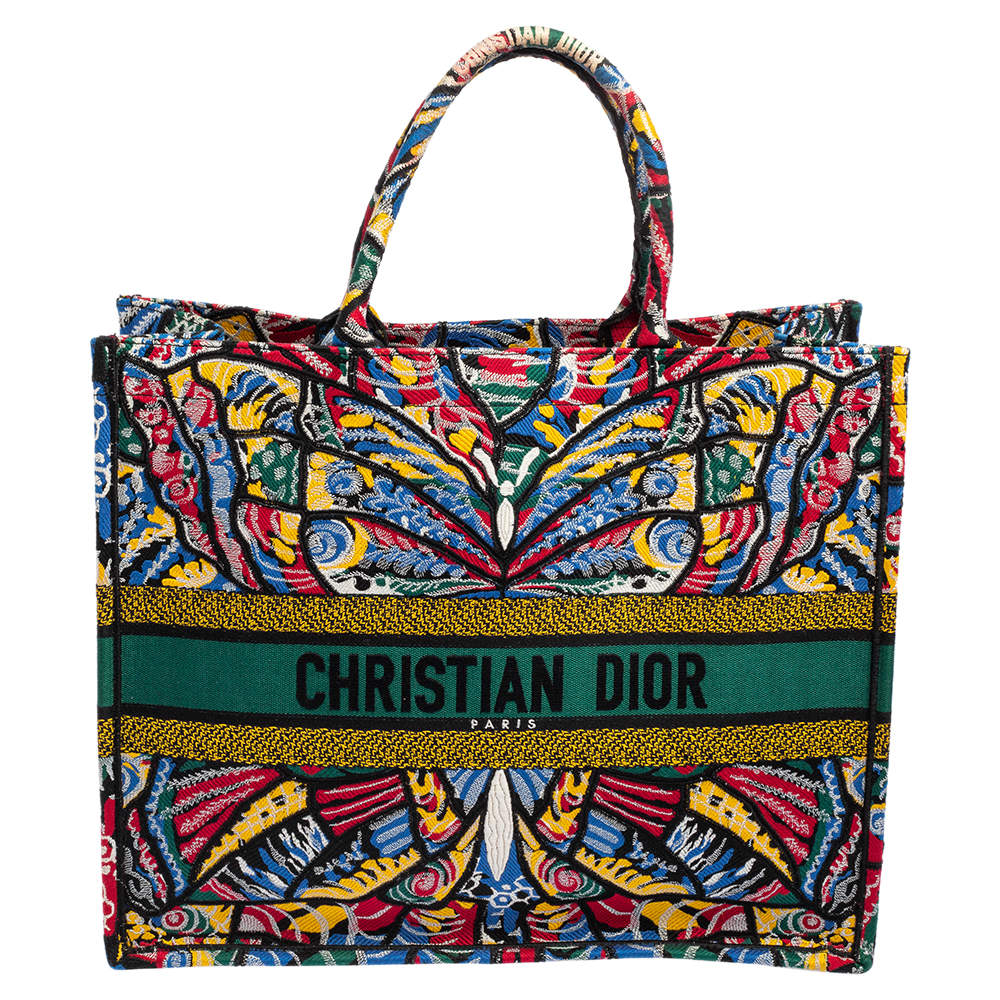 Dior Multicolor Embroidered Canvas Butterfly Book Tote Dior