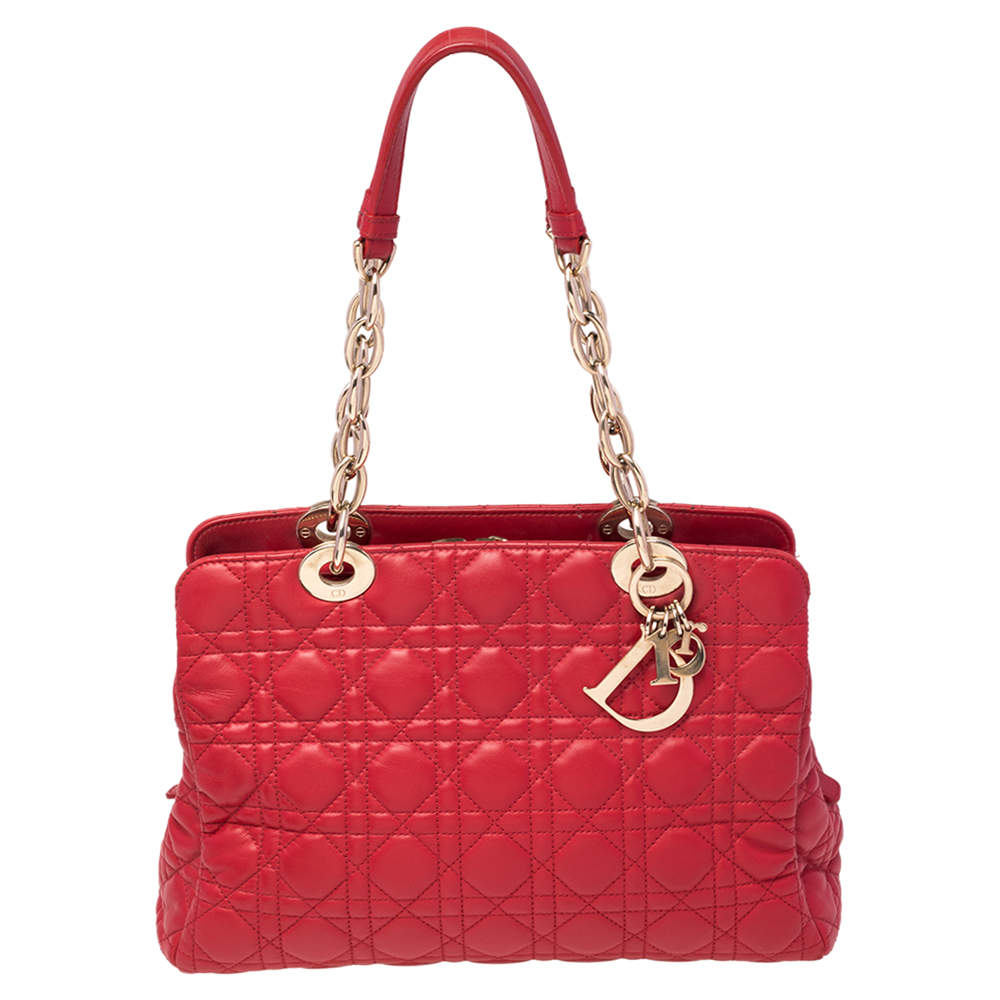 Pre Owned حقيبة يد توتس شوبينغ ديور سوفت جلد كاناج أحمر