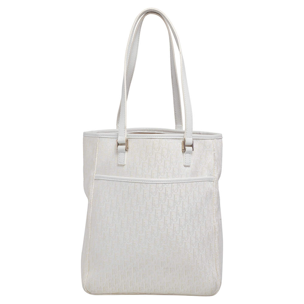 Pre Owned Dior White Diorissimo Canvas Shopping Tote