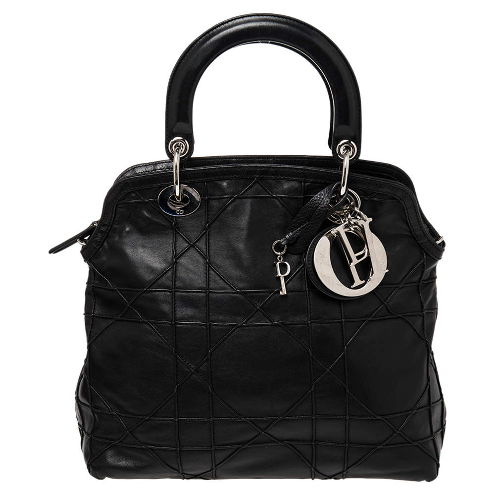 Dior Black Cannage Quilted Leather Small Granville Tote Dior TLC UAE