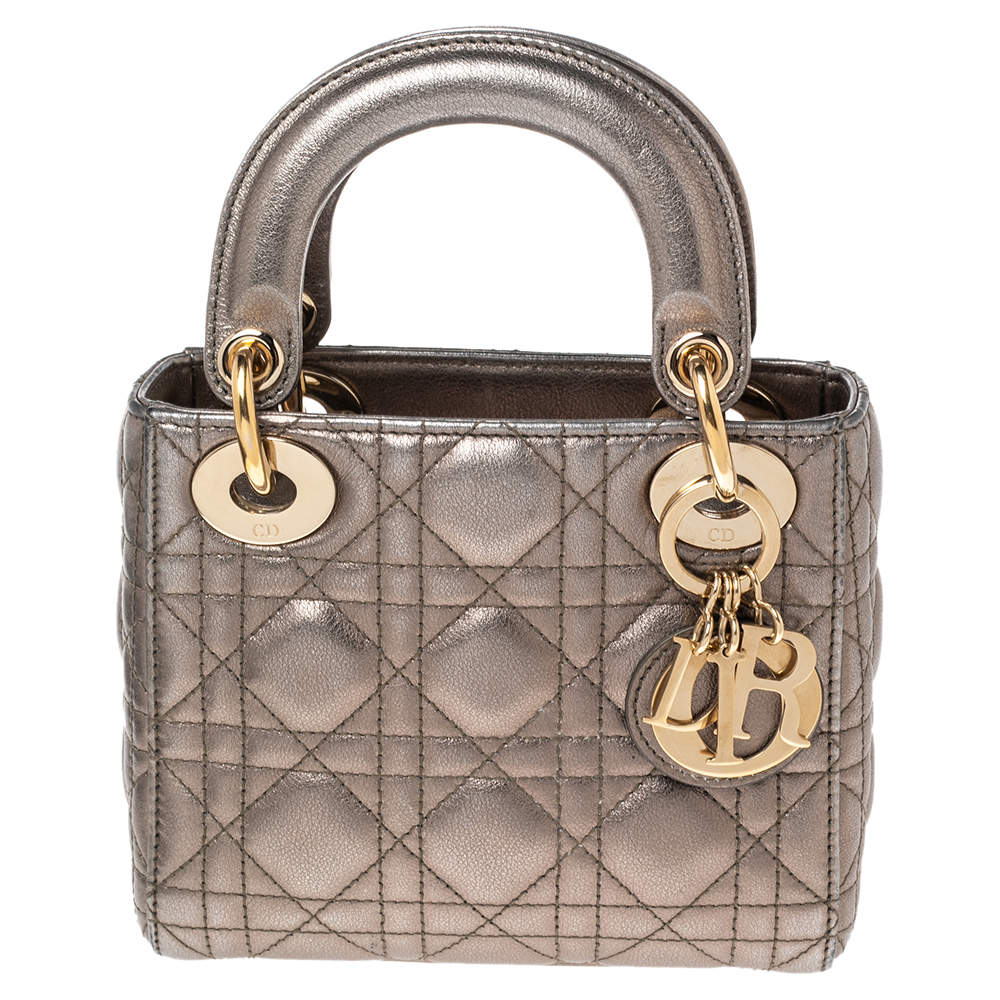 مملوكة مسبقًا Dior Metllic Leather Mini Lady Dior Tote