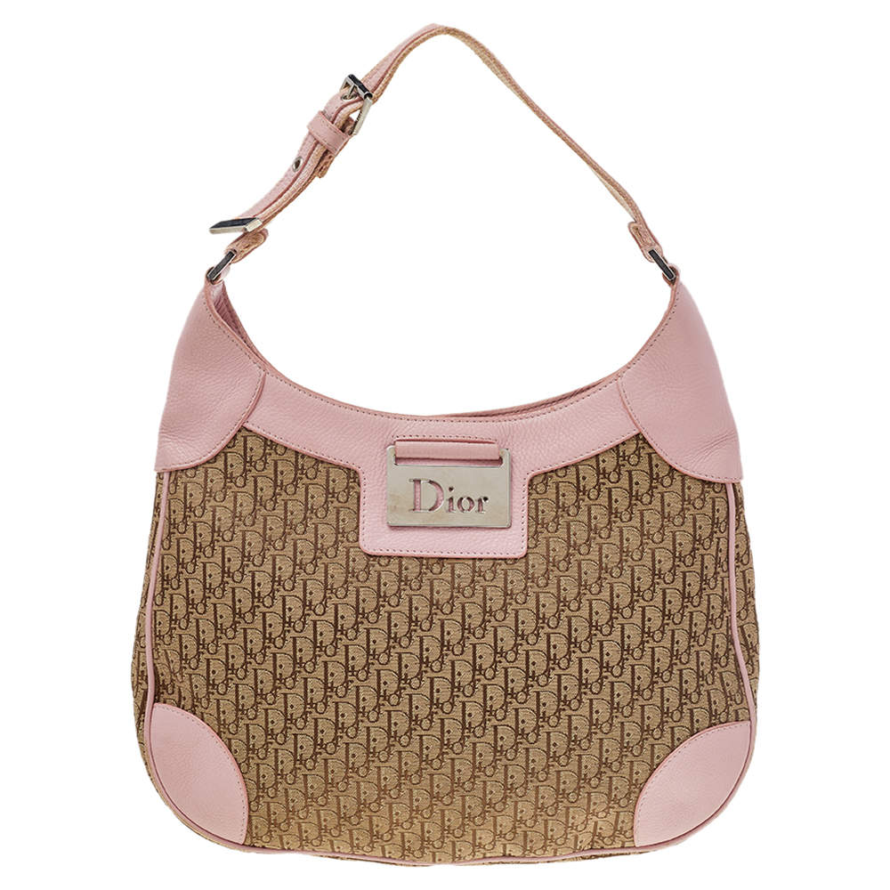 Pre Owned حقيبة هوبو ديور ديورسيمو كانفاس وجلد وردي/بيج 