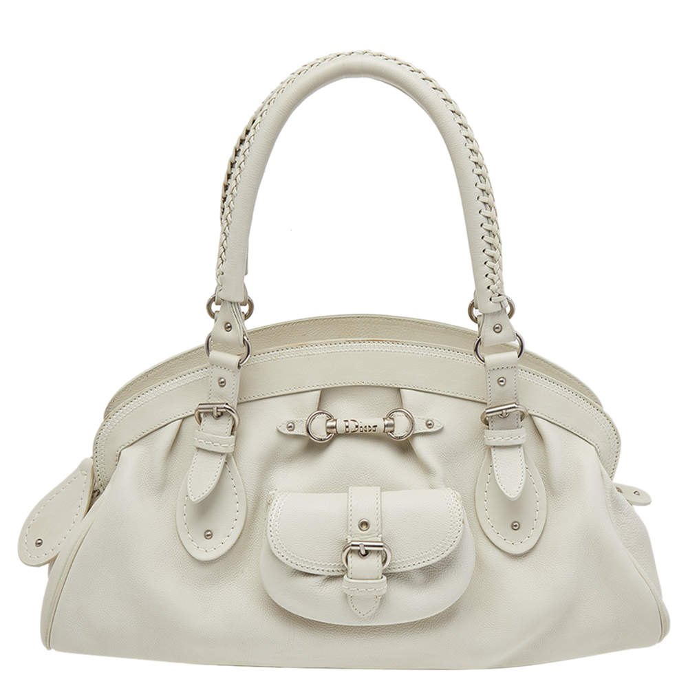 Dior White Leather Large My Dior Frame Satchel