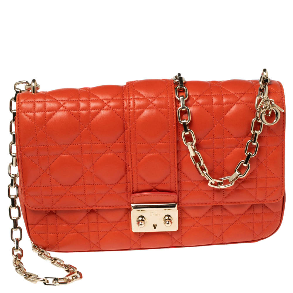 Dior Orange Cannage Leather Medium Miss Dior Flap Bag Dior | The Luxury ...