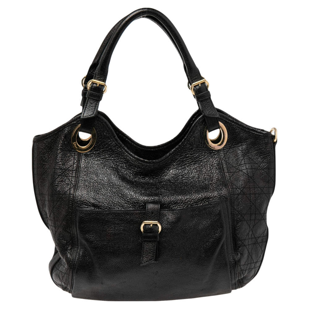 Dior Black Cannage Leather Bee Hobo Dior | The Luxury Closet