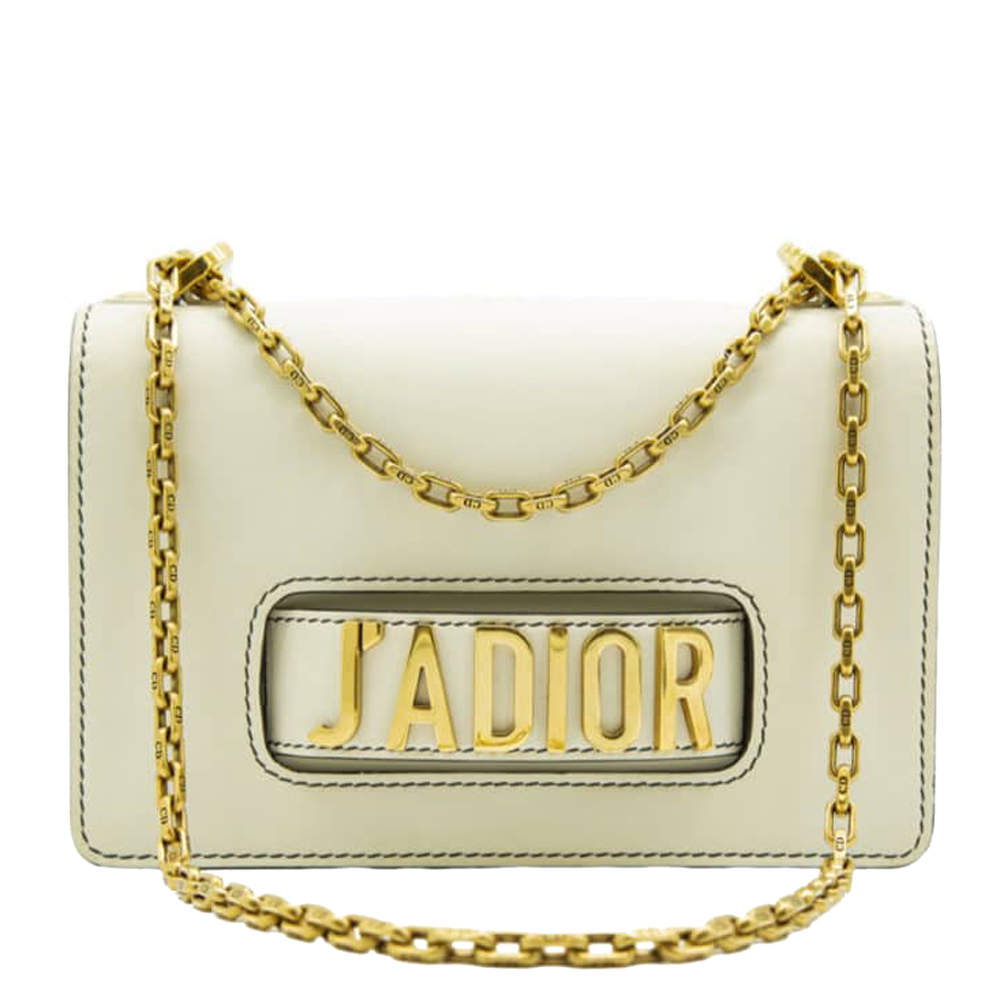 مملوكة مسبقًا Dior White Leather Small J'adior Shoulder Bag