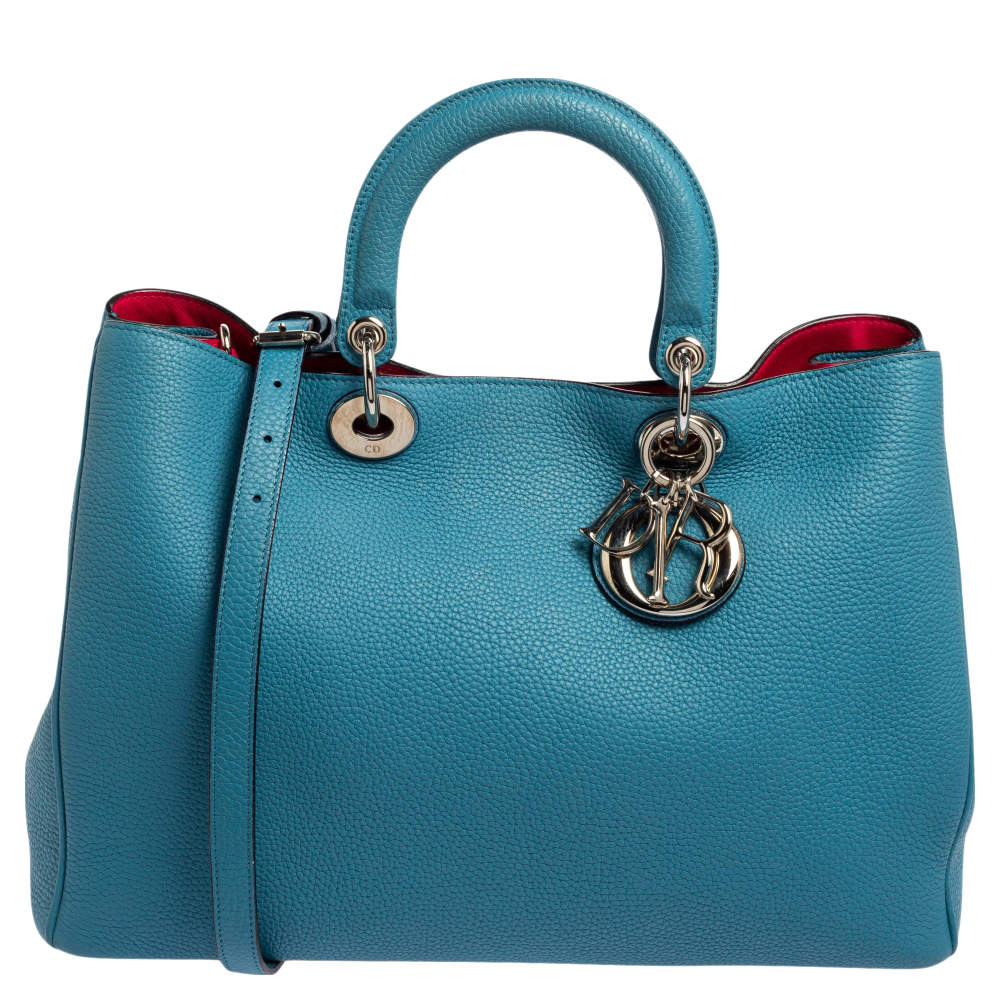 Pre Owned حقيبة يد توتس ديور ديوريسيمو شوبرجلد أزرق كبيرة 
