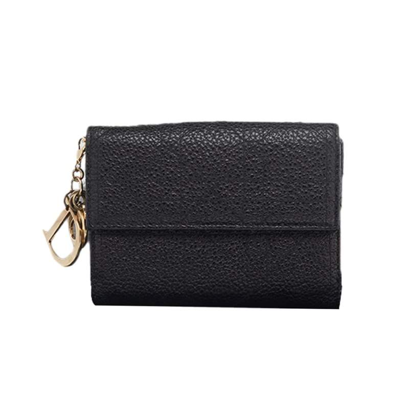 Pre Owned Dior Black Leather Lady Dior Wallet